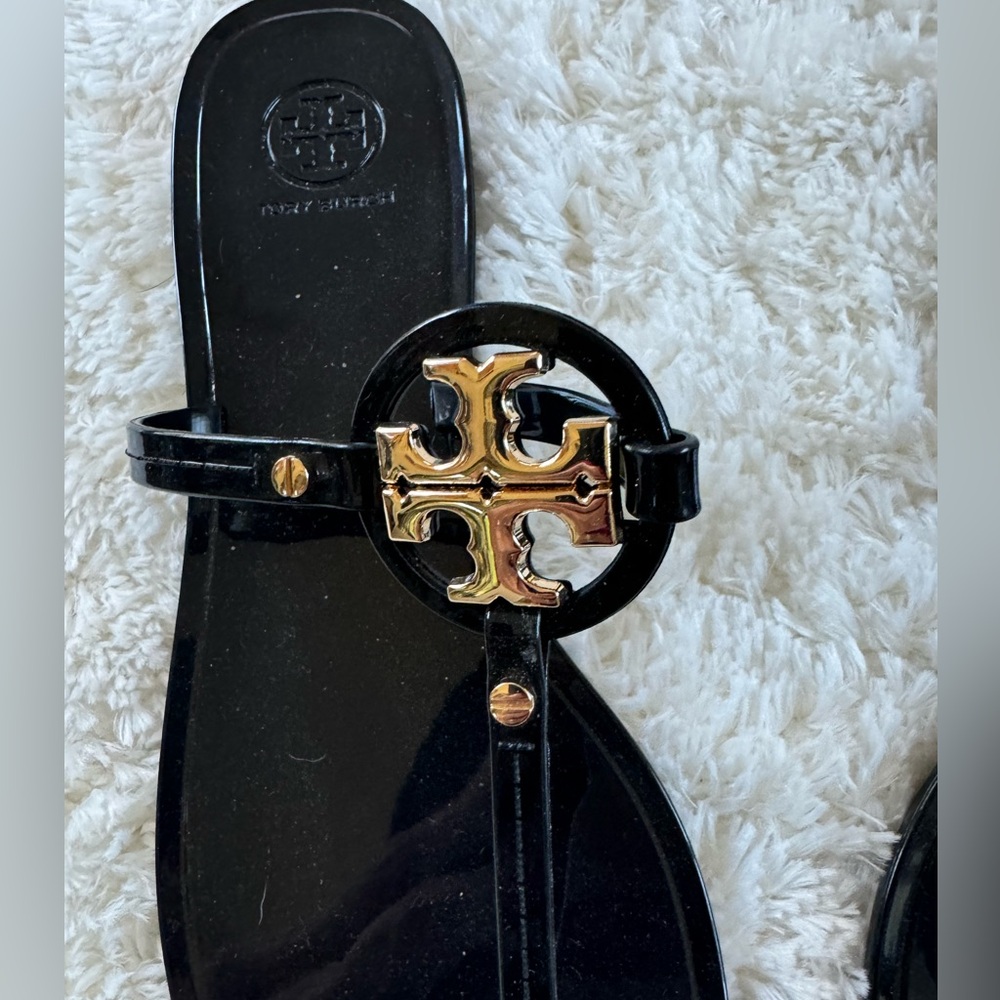 Tory Burch Mini Miller Jelly Thong Black Sandals Women's Size 9M NEW